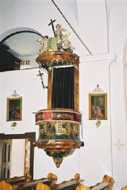 A late  pulpit in a small  church in , , 