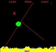 Screenshot of the Missile Command arcade game