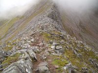 The arete from Carn Mor Dearg is popular with strong walkers