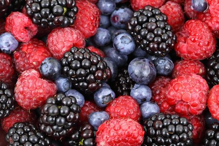Fresh raspberry blackberries blueberries