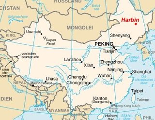 Harbin on China's map
