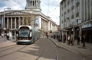 A tram passes the Council House in Market Square