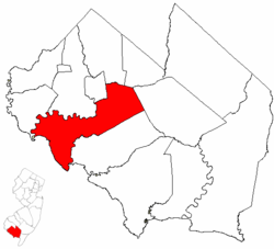 Fairfield Township highlighted in Cumberland County. Inset map: Cumberland County highlighted in the State of New Jersey.