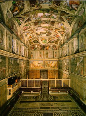 The  is the location of the conclave. It was richly decorated by the famous  artist .