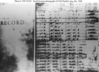 Apparent position entries from the log of USS Pueblo