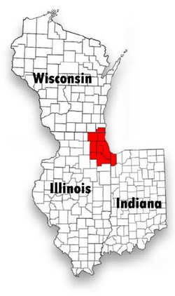 The Chicagoland region is colored red.
