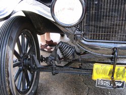 The suspension components of a Ford Model T
