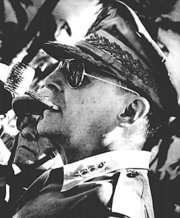 Douglas MacArthur with a corncob pipe