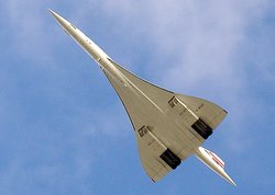 A Concorde, which is not in Braniff livery