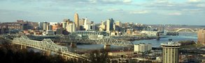 Cincinnati, Ohio viewed from the SW, across the Ohio River in Kentucky.