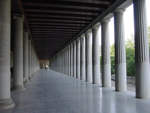 A restored Stoa in Athens, .