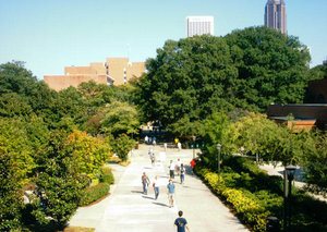 A view of Skiles Walkway from the Student Center, facing east