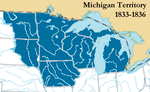 Between 1833 and 1836, all the remnants of the old Northwest were part of Michigan as well as portions of the Louisiana Purchase.