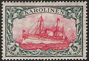 A postage stamp from the , dating back to the time when the islands were ruled by the German Empire. The new Weltpolitik of Kaiser Wilhelm II led to frictions with other imperialist powers.