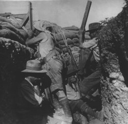 Australian  using a periscope rifle, Gallipoli 1915