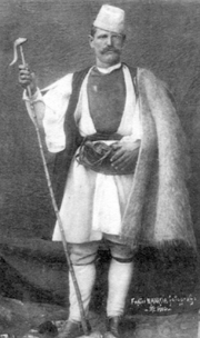 Vlach shepherd in traditional clothes, photo from the early 1900s