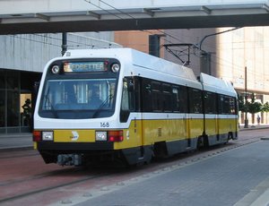 A  Light Rail train operating in downtown , , .