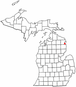 Location of Ossineke, Michigan