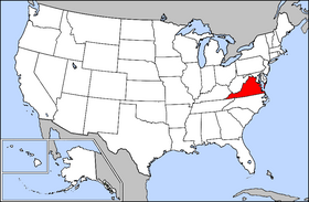 Map of the U.S. with Virginia highlighted