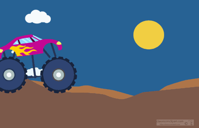 Wheels on monster truck gears in motion. Animation provided by Classroom Clip Art (http://classroomclipart.com)