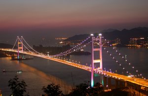 Tsing Ma Bridge by night