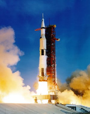 Apollo 11 lifts off on its mission to land a man on the moon
