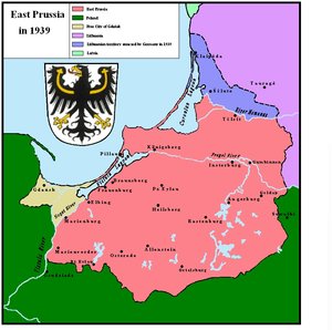 Map of East Prussia in 1939