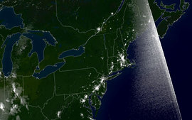 Satellite image during blackout taken on Aug. 14, 2003, at 9:03 p.m. EDT.
